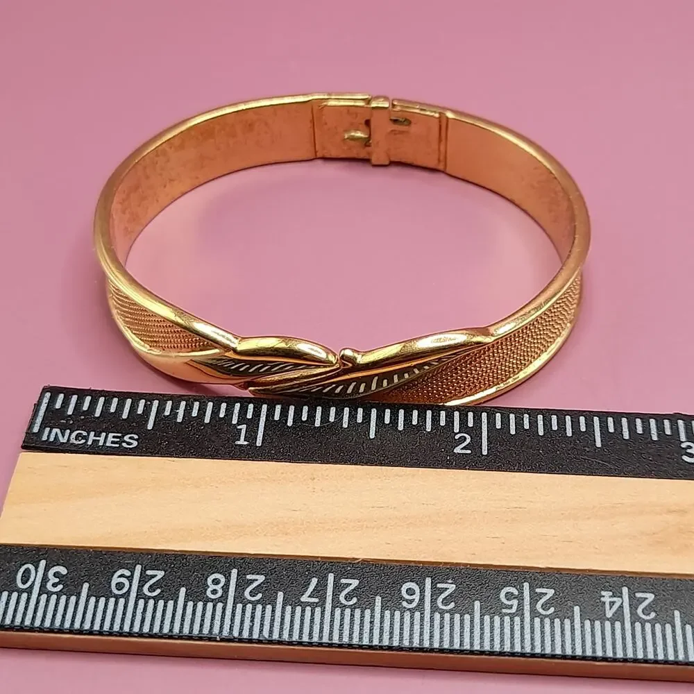 Vintage Monet Hinged Bracelet, Mesh Texture, Gold Tone, 1980s Jewelry